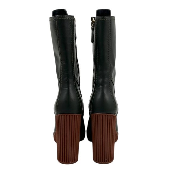 NWOB Tod's Green Leather Lace Up Heeled Boots - Picture 6 of 12